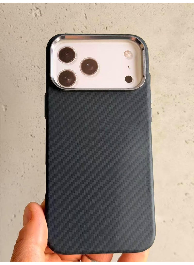 Ecosystem Case For iPhone 17 Pro Max, Aramid Fiber Woven Cover Compatible with Magnetic Wireless charger,1500D Fiber Textures, Slim Fit,Luminous effect, Exceptional Cover 17 Pro Max (Black Carbo) - Image 2